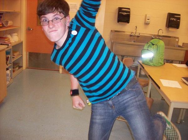 this is my friend dan in 9th grade ut he's changed. he looks really dumb here and we always laugh when we see it