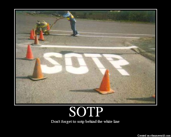 Don't forget to sotp behind the white line
