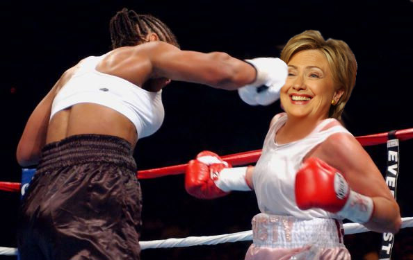 Hillary Clinton getting punched in the face!