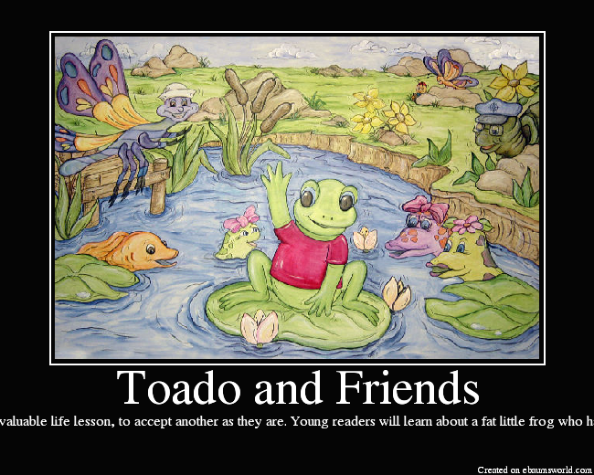 This story is a wonderful story that teaches children a valuable life lesson, to accept another as they are. Young readers will learn about a fat little frog who has been hurt by thoughtless comments about her size. 