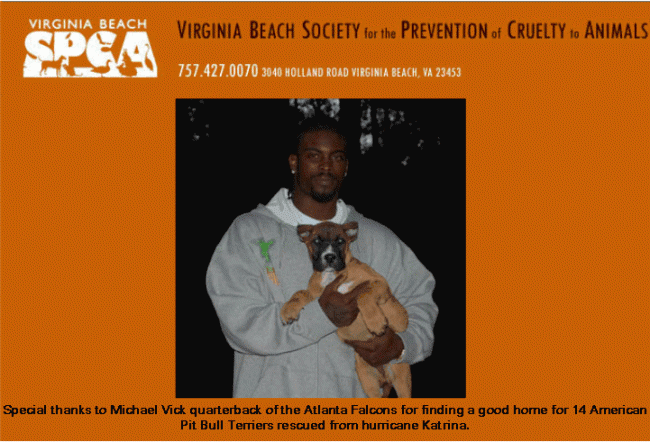 Wow, what a hero.  A special thanks from all of us in Virginia Beach to you, Mr. Vick.  I wonder what became of those dogs???