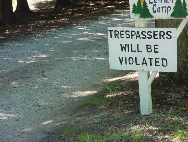 trespassing sign on Washington Island