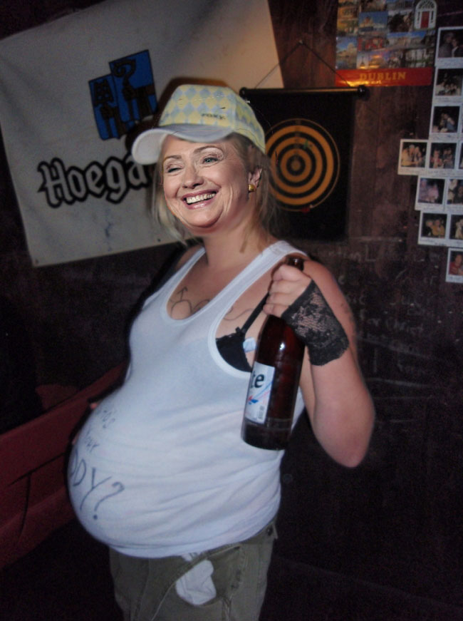 Getting drunk while pregnant with Chelsea must be why she is so ugly.