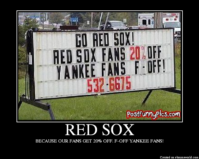 BECAUSE OUR FANS GET 20 OFF. F-OFF YANKEE FANS!