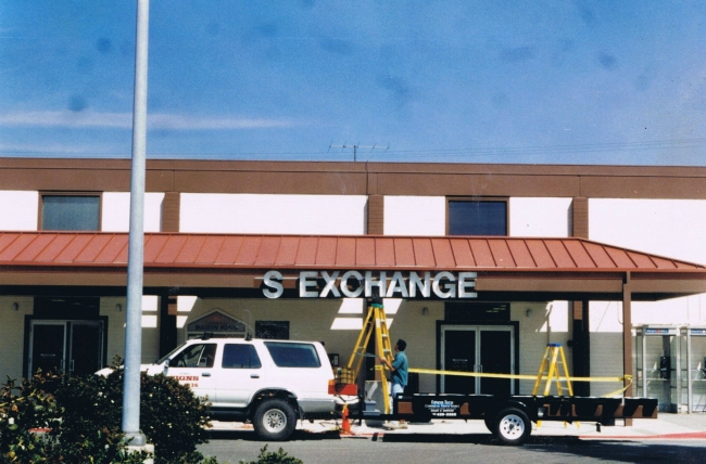 The new Marine Corps Exchange Sign on Camp Pendleton Halfway Finished