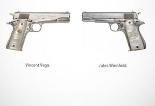 Handguns, rifles, and some fictional weapons that became the signature choice of defense by famous hollywood characters.