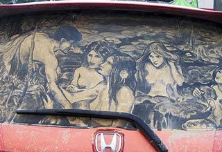 These are the handiwork from dust genius Scott Wade. Check out more of his work at http://www.dirtycarart.com/
