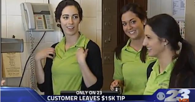 Anonymous Woman Gives 15,000 Dollar Tip