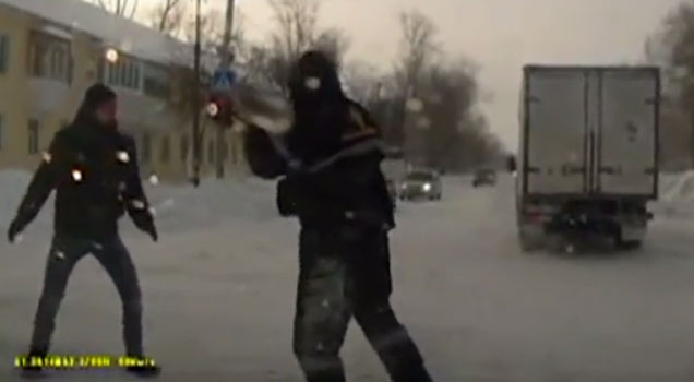 Truck Rolls Away During Fight