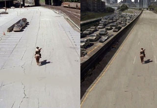 Interesting photos of before and after visual effects were applied to these sets.