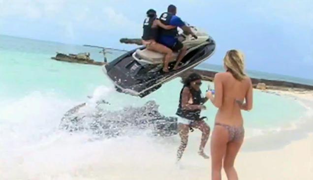 Couple On Speeding Jet Ski Have A Crash Landing After Going Airborne