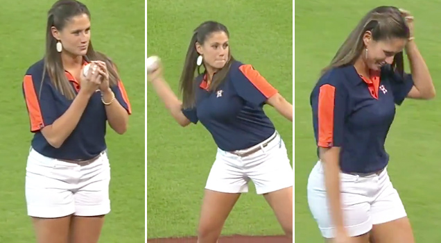 Astros Fans Throws Out Terrible First Pitch
