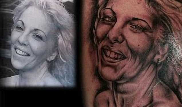 There's no better way to tarnish the memory of a loved one  like a horrible portrait tattoo...