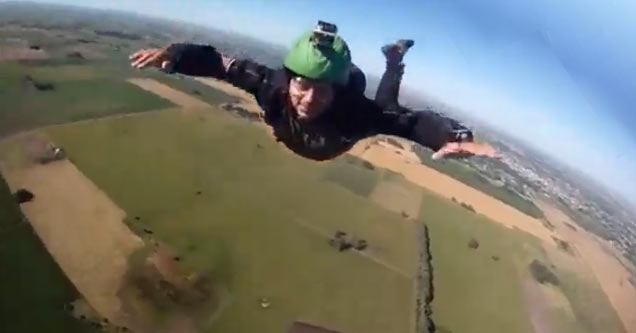 man skydiving