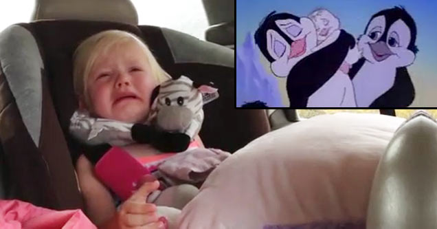 little girl emotional over cartoon