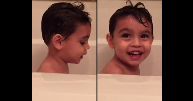 kid farts in tub