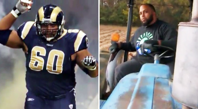 jason brown on the rams and on a tractor