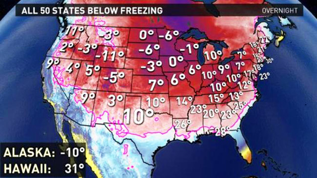 all 50 states below freezing