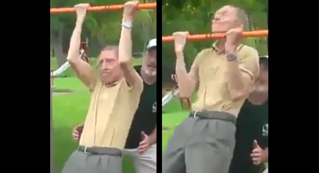 old man does pull ups