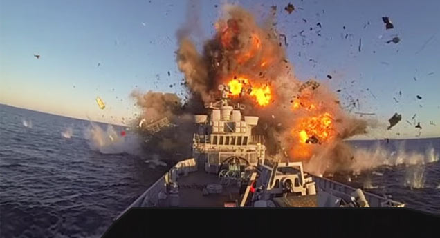 warship hit by missile