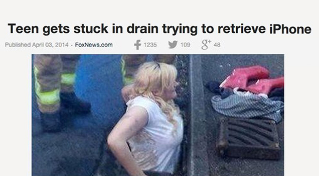 today's generation is stupid - Regions Teen gets stuck in drain trying to retrieve iPhone Published FoxNews.com 1235 y 109 8 48 World Video Putin's landgrab costing Russia billions? Jani Allan Pistorius took