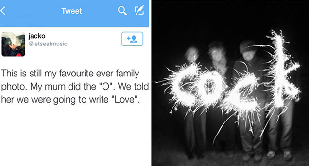 cock sparklers meme - Tweet art jacko This is still my favourite ever family photo. My mum did the