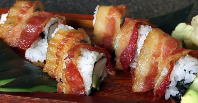 bacon wrapped sushi