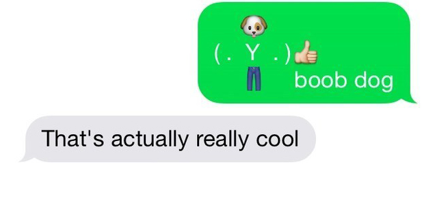 boob dog text using emojis