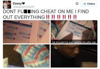 Twitter user <a href="https://twitter.com/NessLovnTrey247" target="_blank">@NessLovnTrey247</a> AKA Casey took a creative approach to exposing her cheating boyfriend.