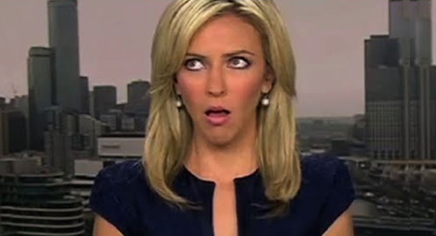 woman makes funny face news blooper