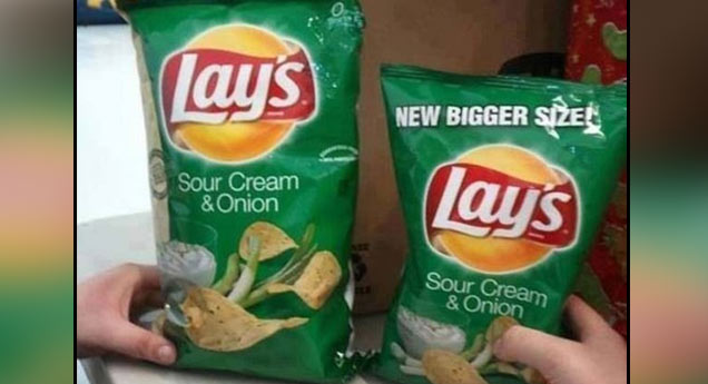 two lay's chips bags in different sizes