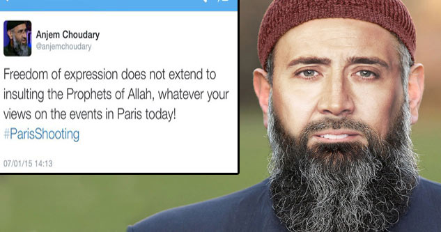 imam anjem choudary tweets: Freedom of expression does not extend to insulting the Prophets of Allah, whatever your views on the events in Paris today!