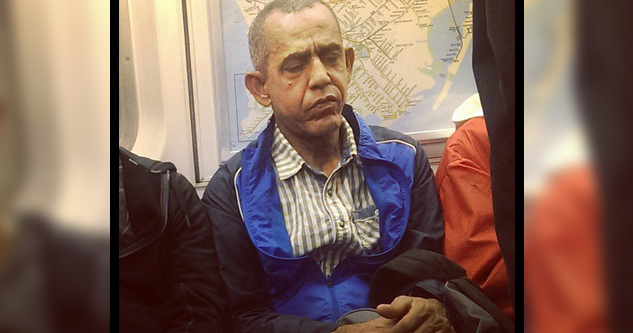 Barack Obama look-alike on the subway