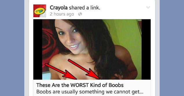 crayola facebook page hacked