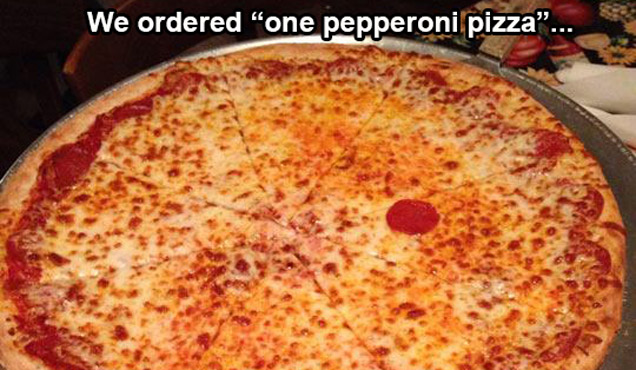 cheese pizza with one peppero