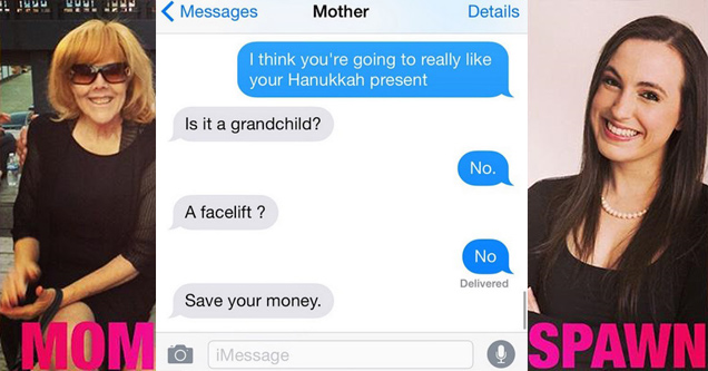 jewish mom and daughter text about hanukkah present