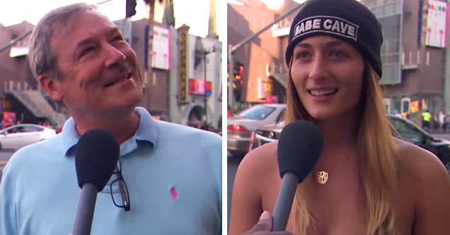 older white man and younger white woman being interviewed on kimmel