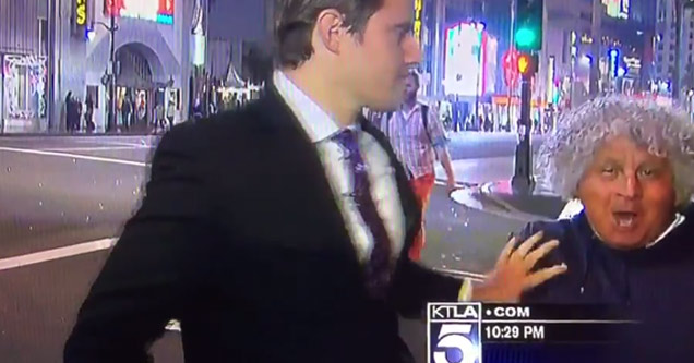 reporter shoves drunk guy