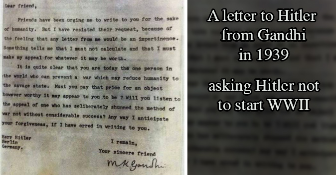 letter from to Hitler from Gandhi in 1939