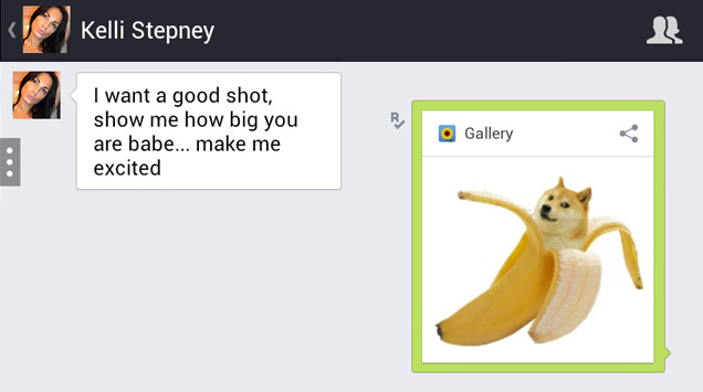 banana doggo in a text message