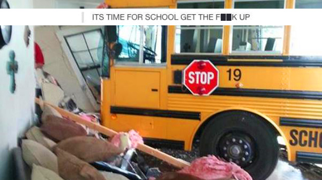 school bus crashed into living room