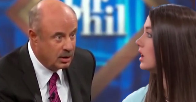 dr. phil and guest staring at eachother