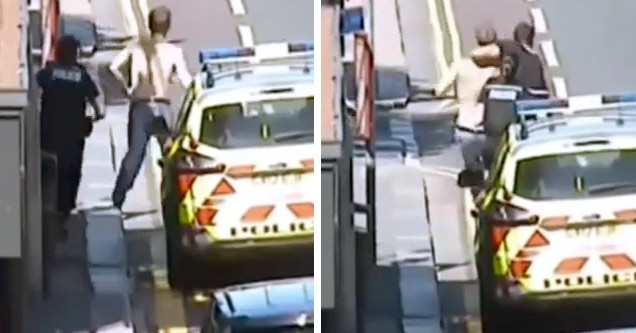 suspect assaults cops and flees but is tackled by brave teenager