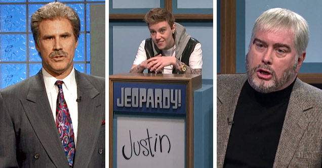 will ferrell as alex trebek, justin bieber and sean connery.