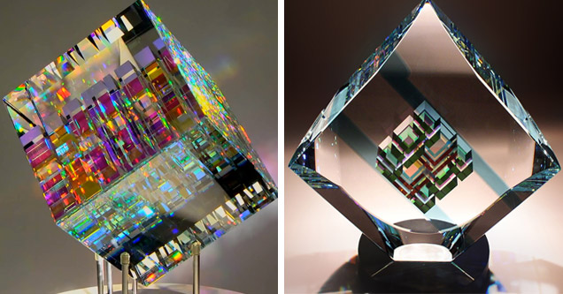 beautiful glass sculptures using fibonacci rati