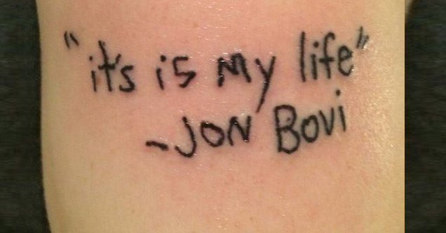 bon jovi tattoo misspelled