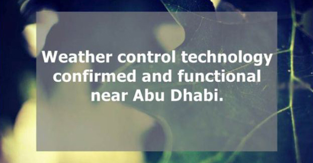 weather control technology confirmed and functional near Abu Dhabi.