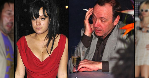 David Arquette, Lilly Allen, Kevin Spacey, and Paris Hilton, drunk