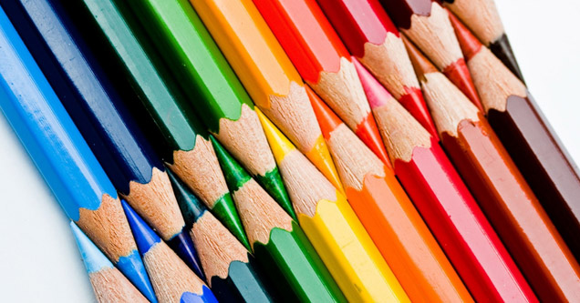 colored pencils arranged by color