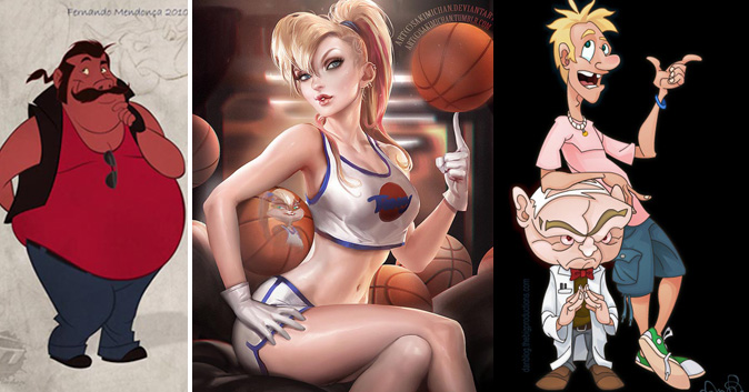 Pumba, Lola Bunny, Pinky, and the Brain--all as humans.